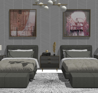 精品卧室模型家具模型 (24)